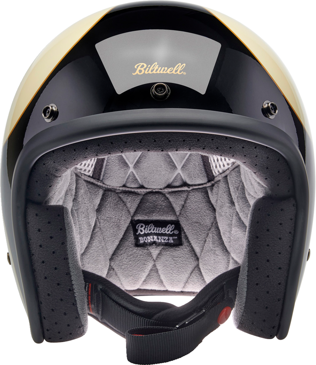 BILTWELL Bonanza Helmet - Gloss Vintage White/Black Scallop - Medium 1001-559-203