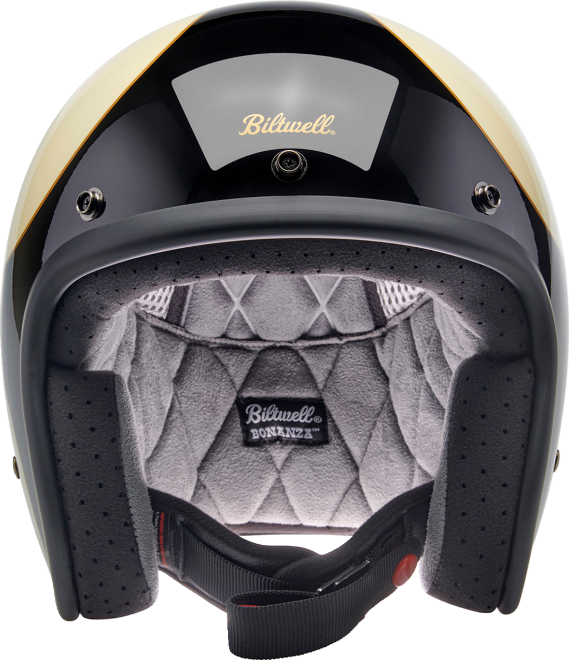 BILTWELL Bonanza Helmet - Gloss Vintage White/Black Scallop - Medium 1001-559-203