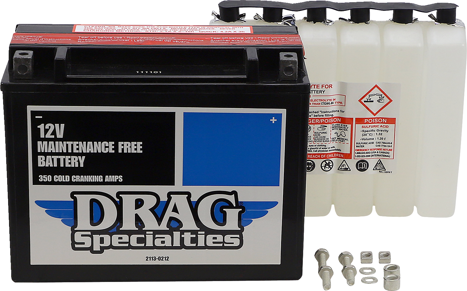 DRAG SPECIALTIES AGM Battery - YTX24HLBS NO BATT TENDER CONNECTORS DTX24HL-BS