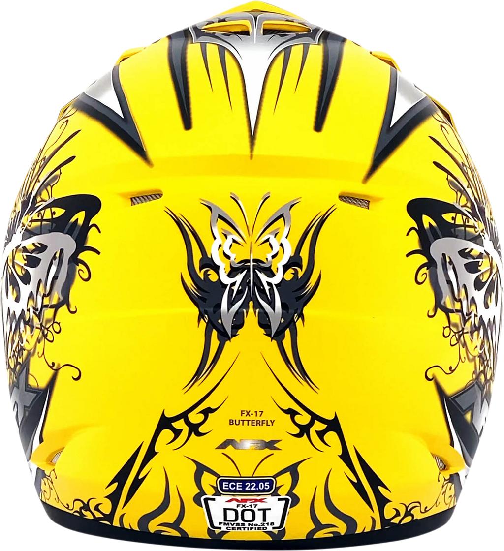 AFX FX-17 Helmet - Butterfly - Matte Yellow - XS 0110-7131