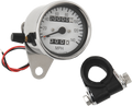DRAG SPECIALTIES 2.4" MPH Mini LED Mechanical Speedometer/Indicators/Trip - Chrome Housing - White Face - 2:1 21-6835-BX15