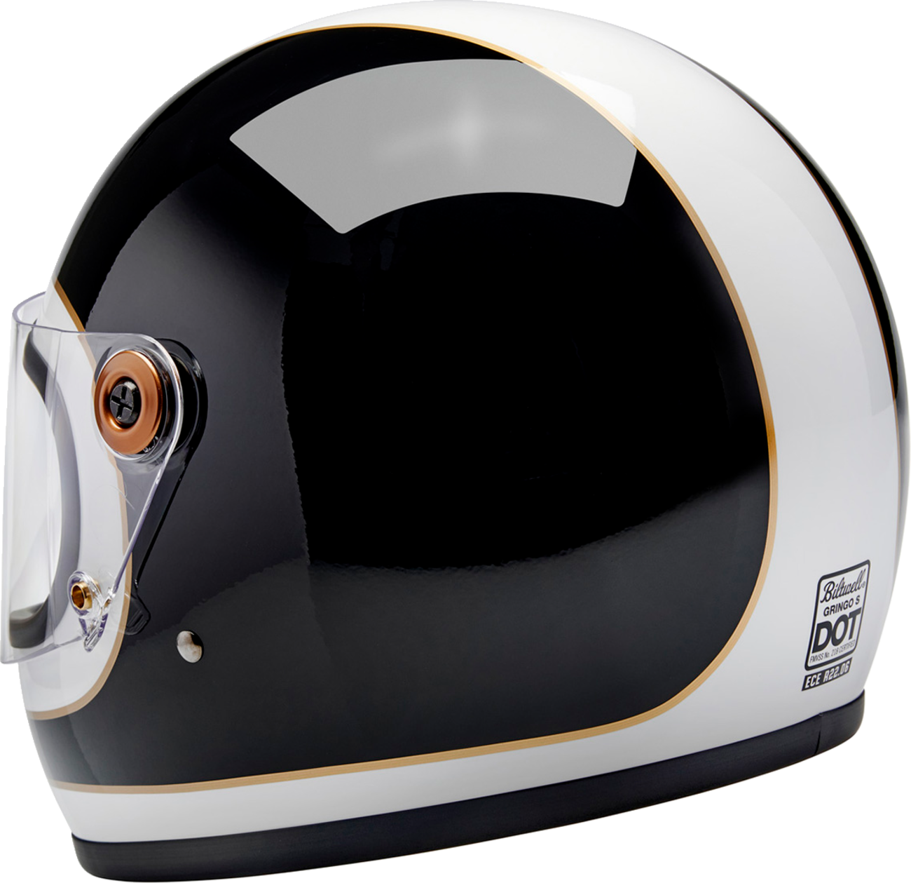 BILTWELL Gringo S Helmet - Gloss White/Black Tracker - XS 1003-566-501