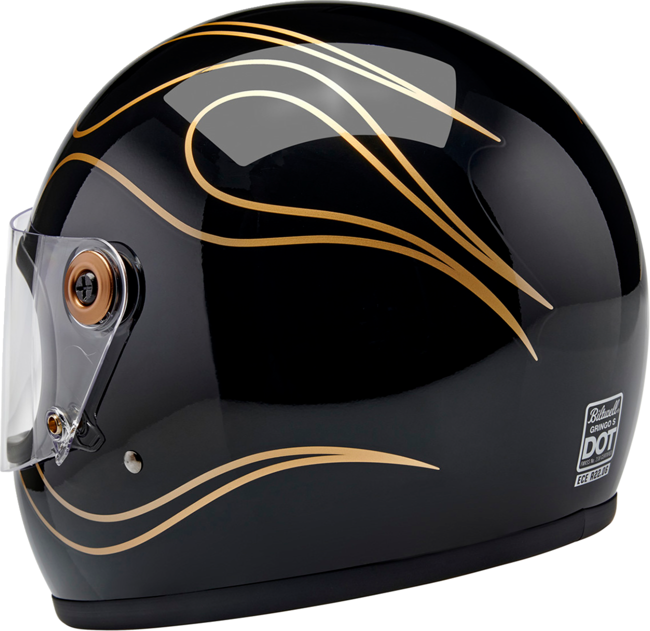 BILTWELL Gringo S Helmet - Gloss Black Flames - XS 1003-567-501