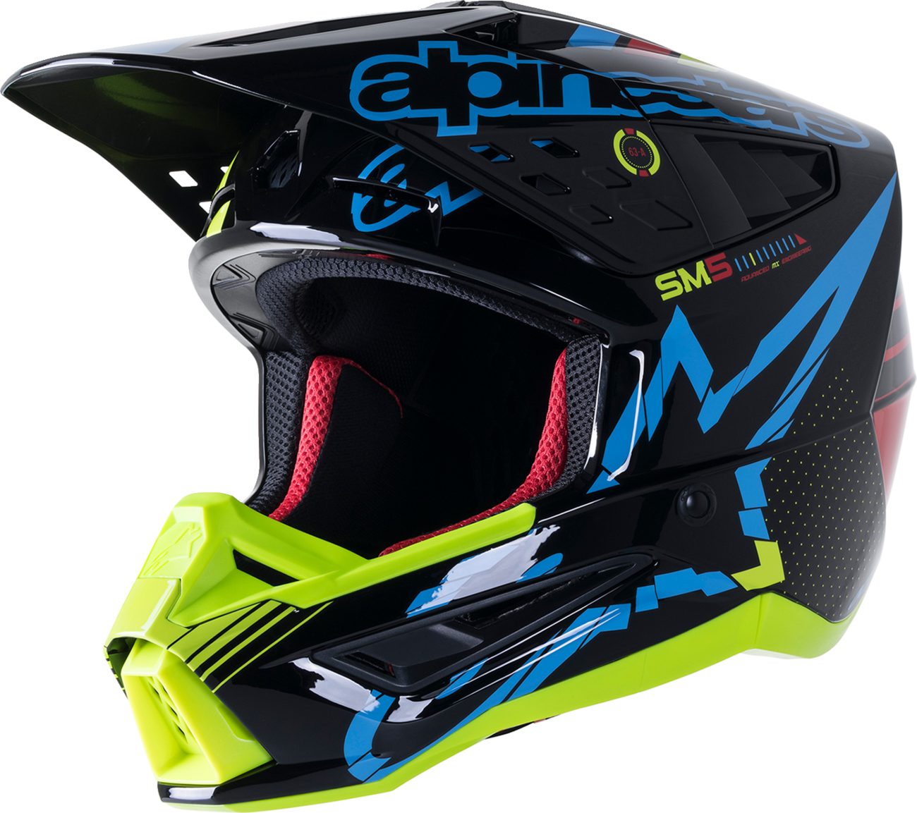 ALPINESTARS SM5 Helmet - Action - Gloss Black/Blue/Fluo Yellow - XS 8306122-1757-XS