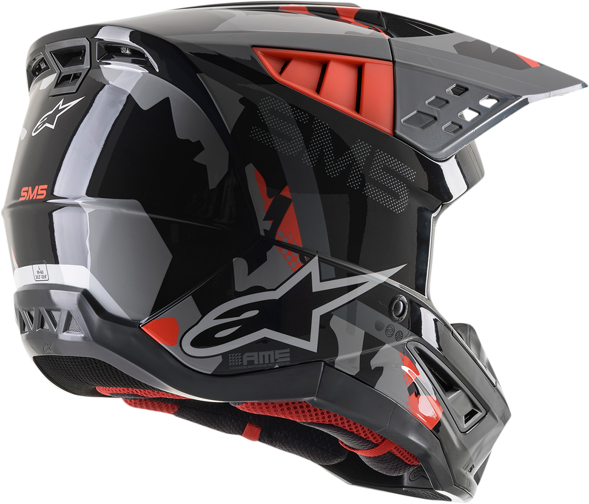 ALPINESTARS SM5 Helmet - Rover - Gray/Red - Large 8303921-1392-LG