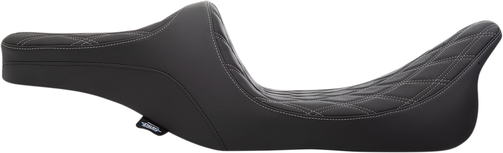 DRAG SPECIALTIES Predator III 2-Up Seat - Double Diamond - Silver Thread FIT 99-07 FLHR,06-07 FLHX 0801-1309