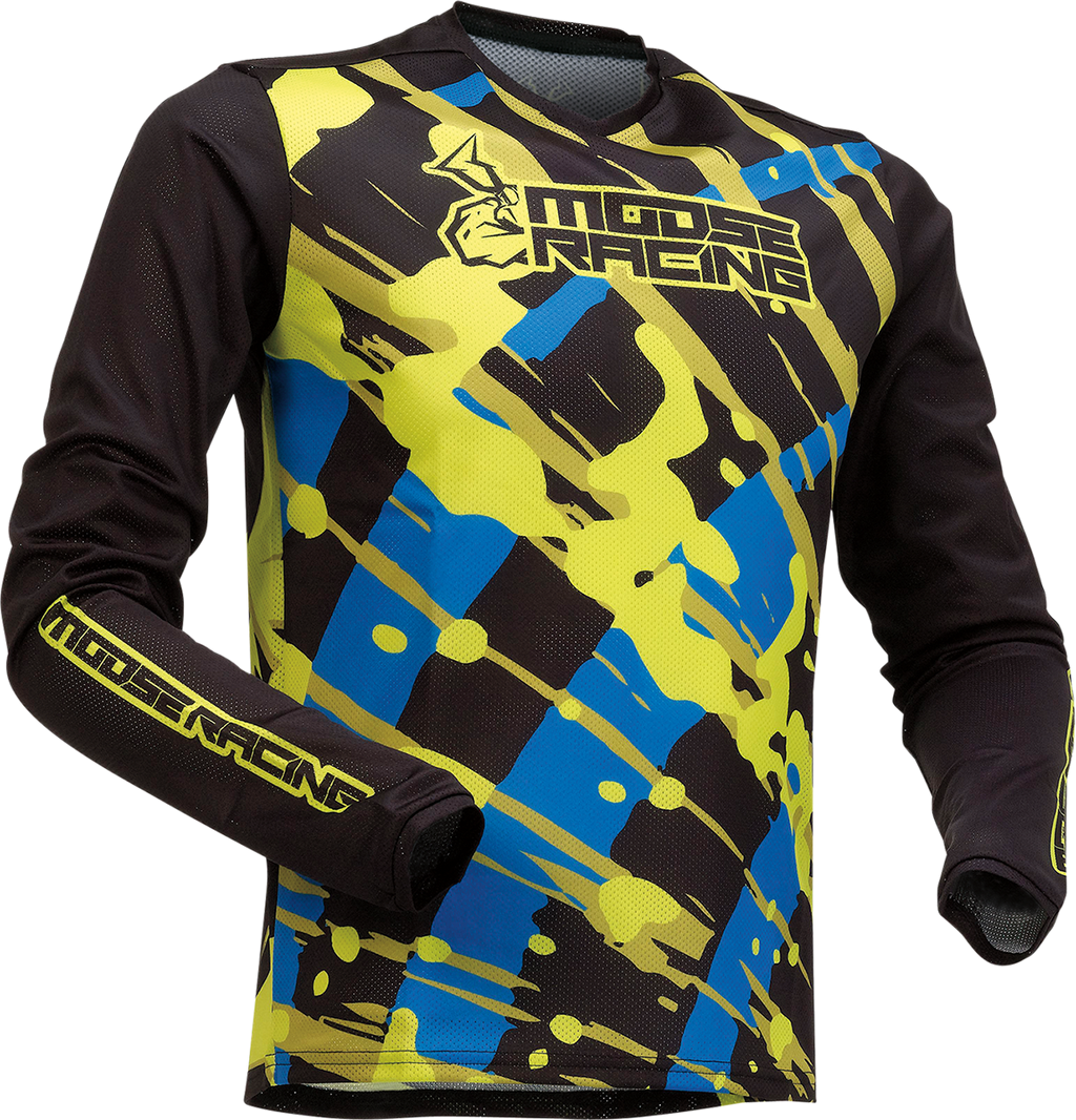 MOOSE RACING Youth Agroid Mesh Jersey - Black/Blue/Hi-Vis - XL 2912-2168