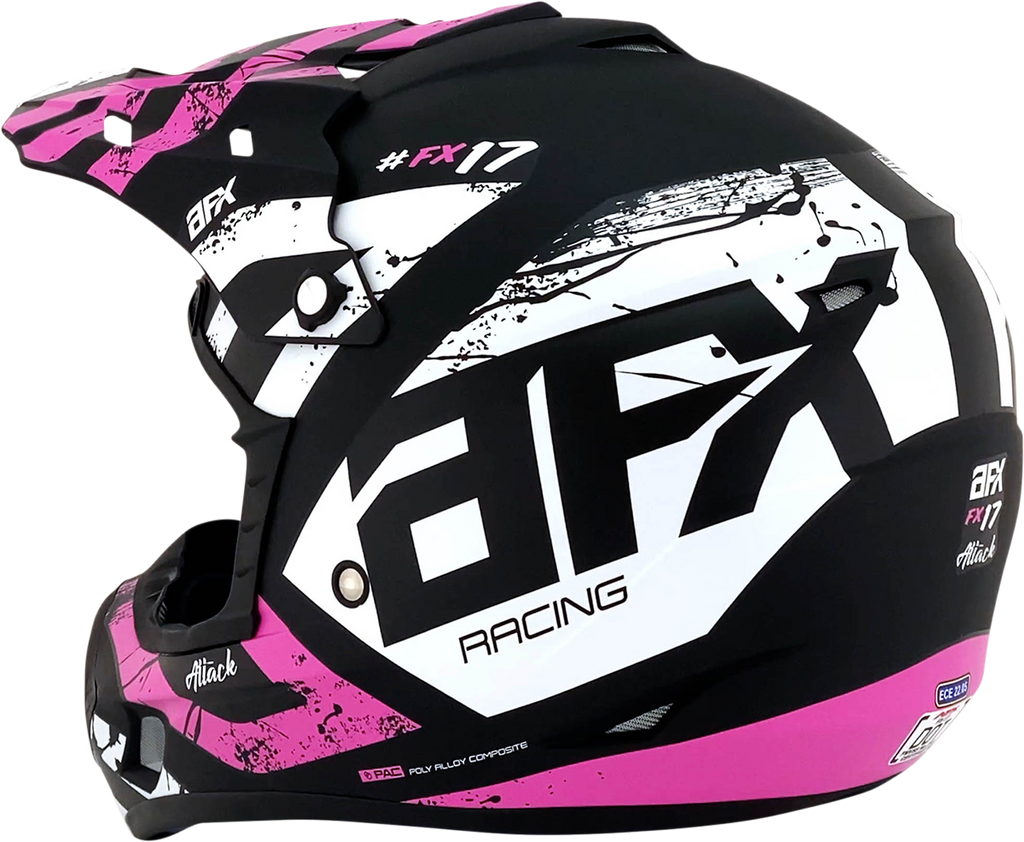 AFX FX-17 Helmet - Attack - Matte Black/Fuchsia - 2XL 0110-7171