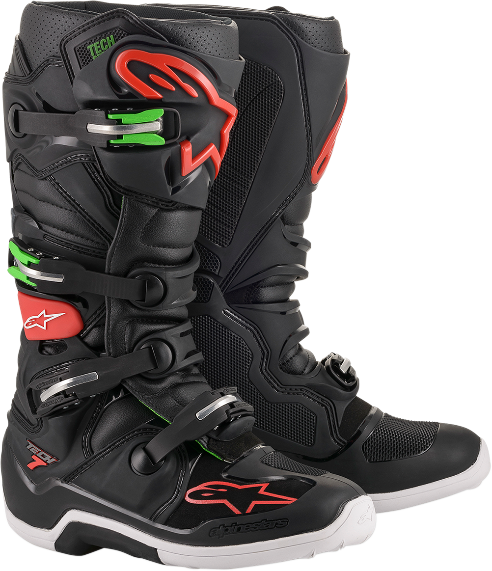ALPINESTARS Tech 7 Boots Black/Red/Green Sz 09 2012014-1366-9