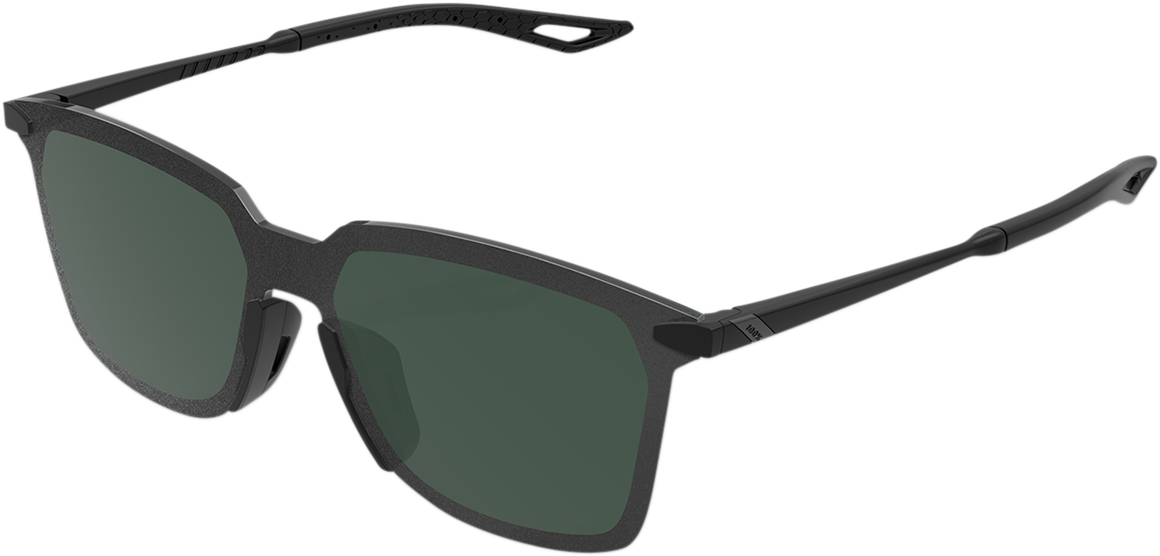 100% Legere Sunglasses - Square - Matte Black - Gray Green 61041-019-74