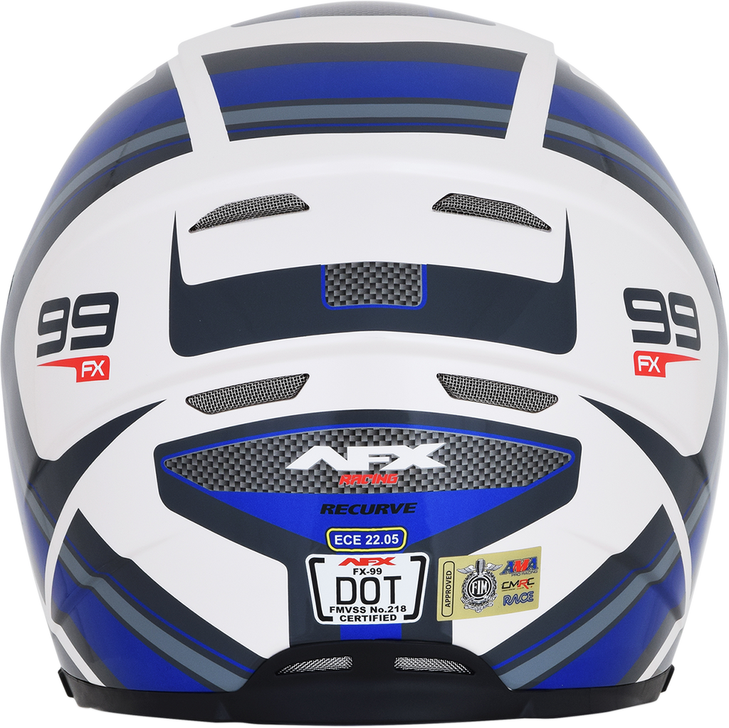 AFX FX-99 Helmet - Recurve - Pearl White/Blue - Medium 0101-11122