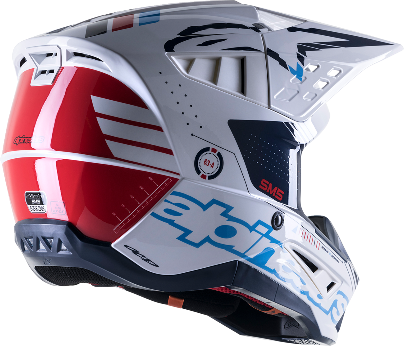ALPINESTARS SM5 Helmet - Action - Gloss White/Cyan/Black - Large 8306122-2077-LG