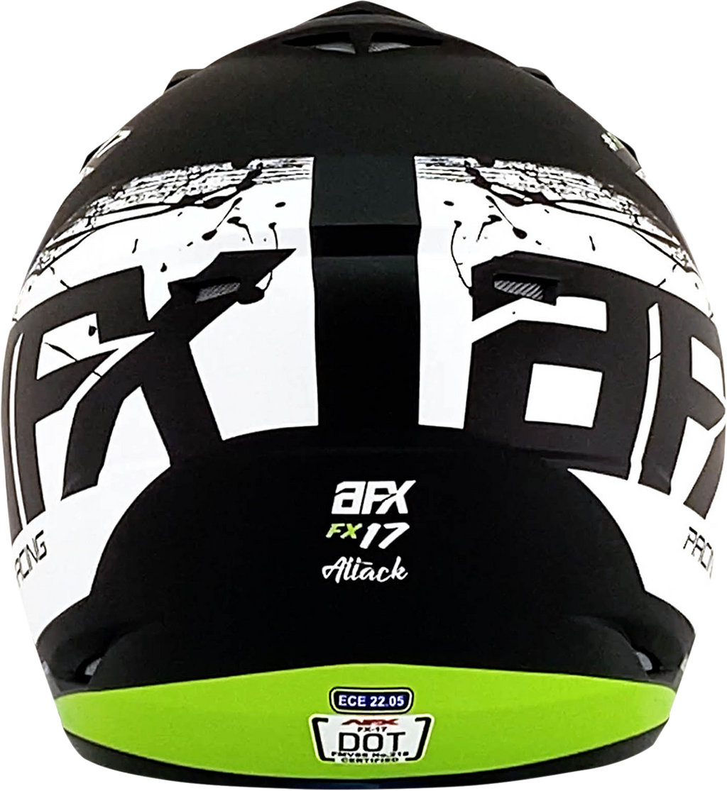AFX FX-17Y Helmet - Attack - Matte Black/Green - Large 0111-1419