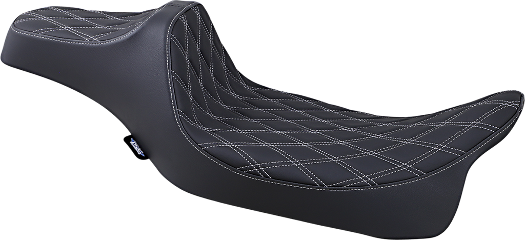 DRAG SPECIALTIES Predator III Seat - Extended - Double Diamond - Silver Stitched - FL '08-'22 0801-1261