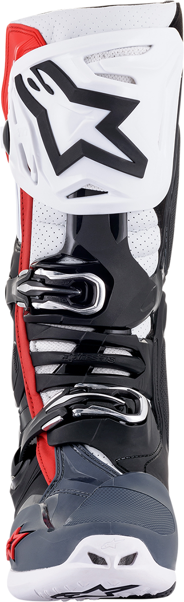 ALPINESTARS Tech 10 Supervented Boots Black/White/Mid Grey/Red Sz 09 2010520-1213-9