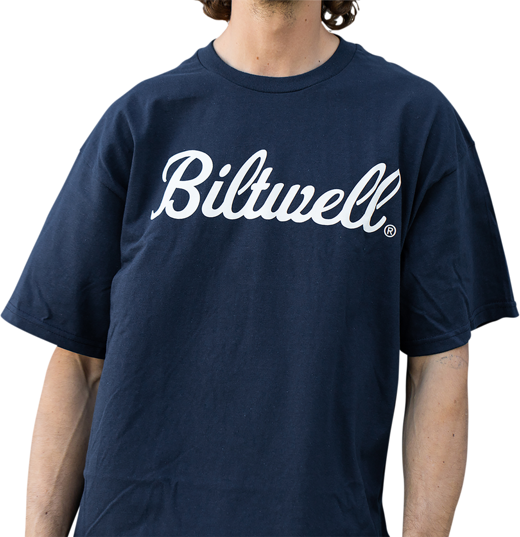 BILTWELL Script T-Shirt - Navy - 2XL 8101-052-006