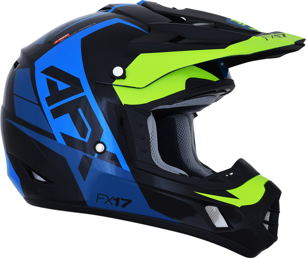 AFX FX-17 Helmet - Aced - Blue/Lime - Large 0110-6501