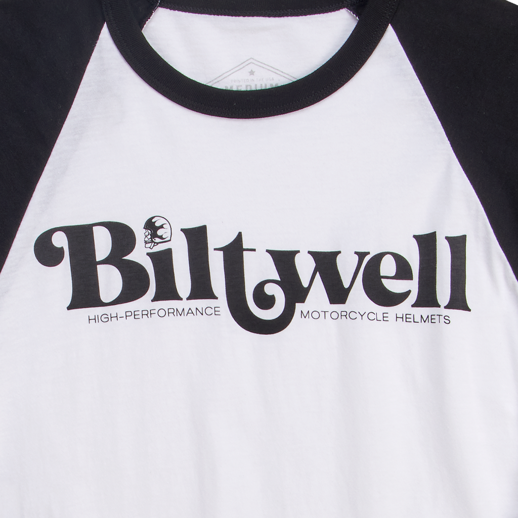BILTWELL High-Perf Raglan T-Shirt - Black/White - Large 8103-079-004