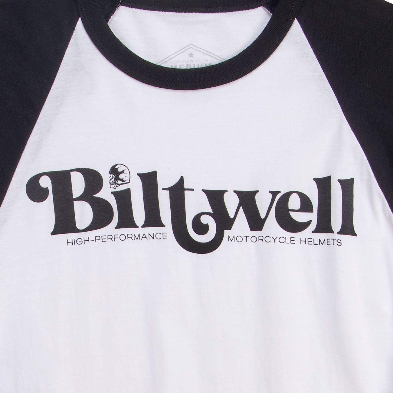 BILTWELL High-Perf Raglan T-Shirt - Black/White - Large 8103-079-004