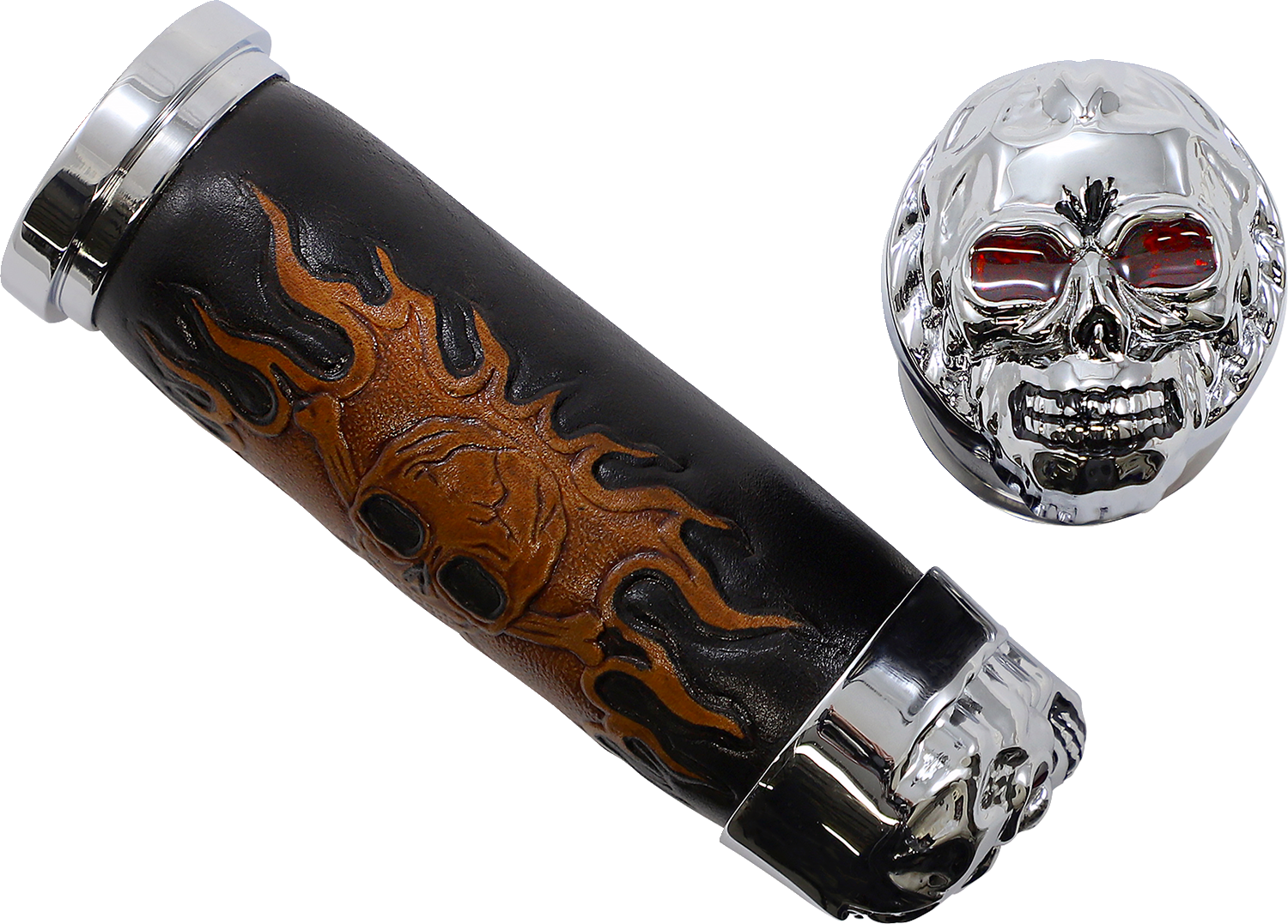 DRAG SPECIALTIES Grips - Skull Grips - Red Eyes - Chrome 17-0505CDTS