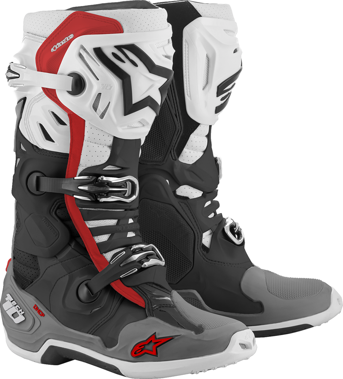 ALPINESTARS Tech 10 Supervented Boots Black/White/Mid Grey/Red Sz 09 2010520-1213-9