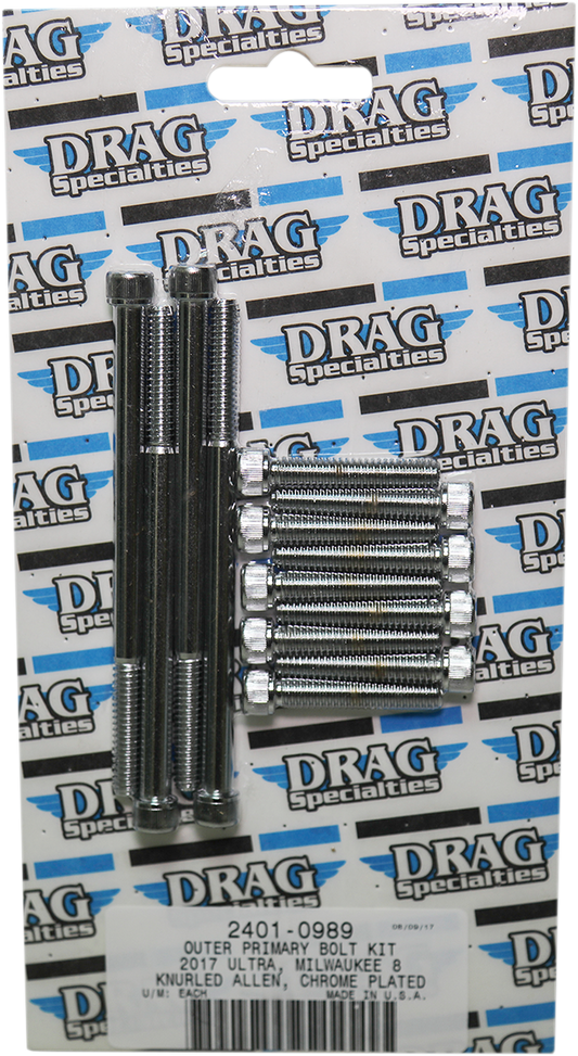 DRAG SPECIALTIES Outer Primary Knurled Bolt Kit - Chrome - M8 MK787