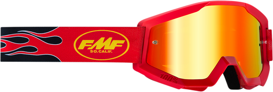 FMF PowerCore Goggles - Flame - Red - Red Mirror F-50051-00008 2601-3009