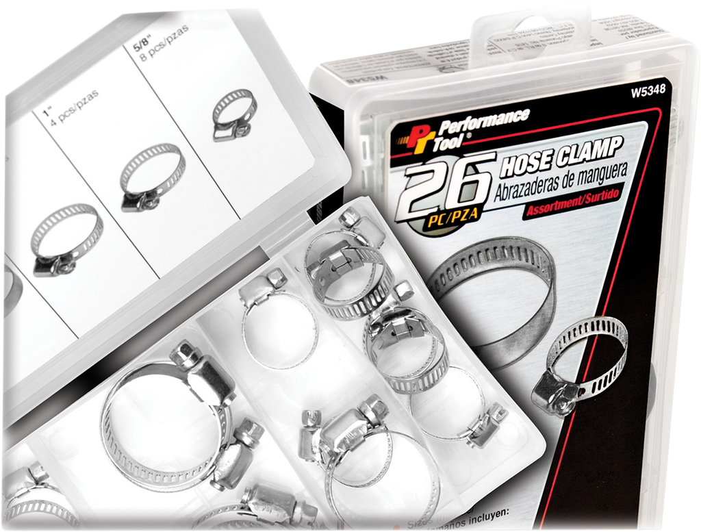 PERFORMANCE TOOL Hose Clamps - Assortment - 26-Piece W5348