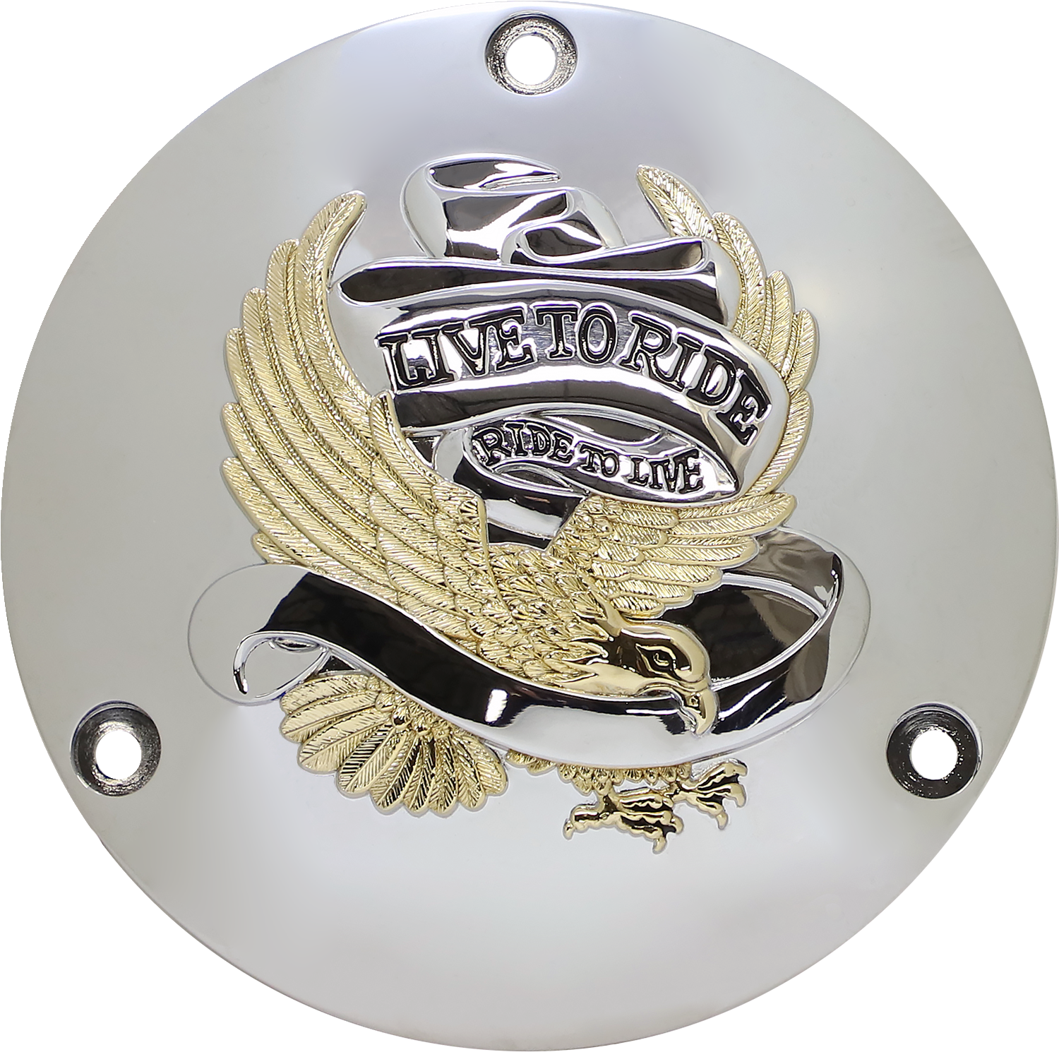 DRAG SPECIALTIES Live to Ride Derby Cover - 3 Hole - Gold 33-0010DA