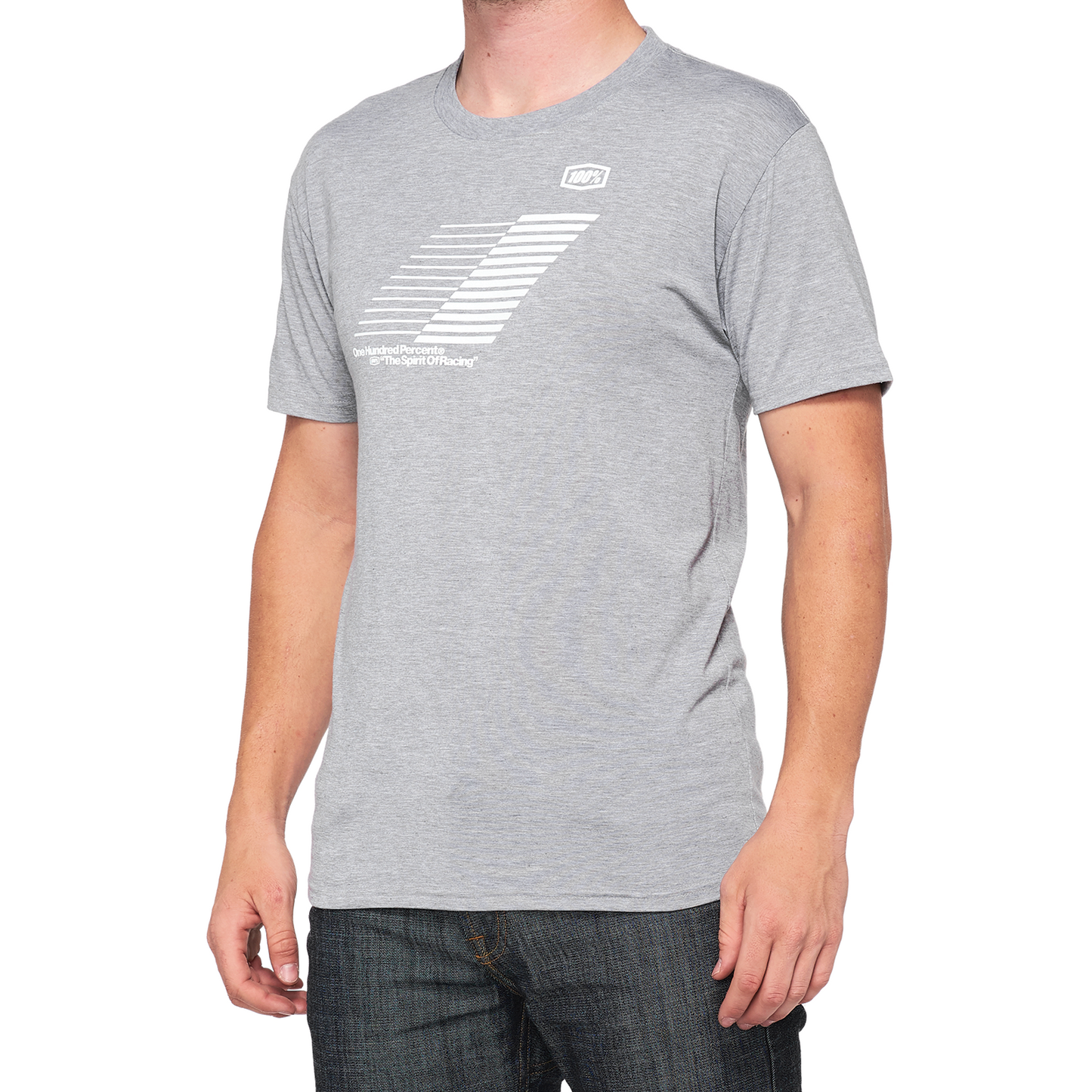 100% Tech Helix T-Shirt - Heather Gray - Small 35016-188-10