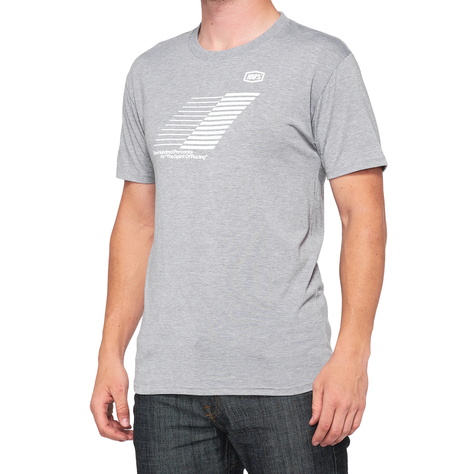 100% Tech Helix T-Shirt - Heather Gray - Small 35016-188-10
