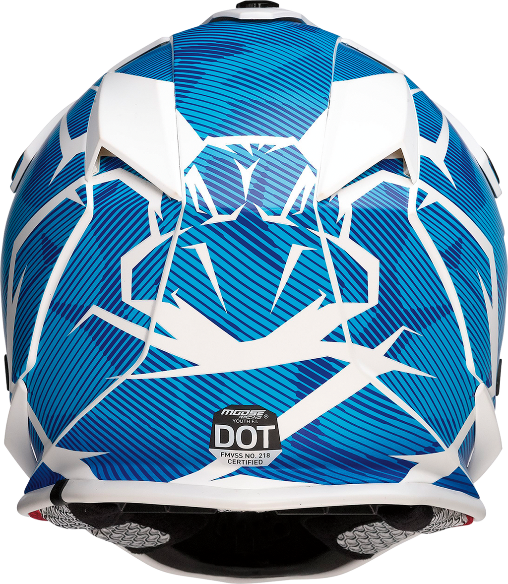 MOOSE RACING Youth F.I. Helmet - Agroid Camo - MIPS® - Blue/White - Large 0111-1534