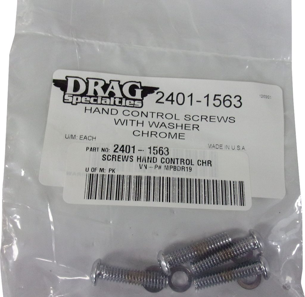 DRAG SPECIALTIES Hand Control Screws - Chrome MPBDR19