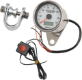 DRAG SPECIALTIES 2.4" MPH Programmable Mini Electronic Speedometer with Odometer/Tripmeter - Polished - White Face 21-6893DSWNU
