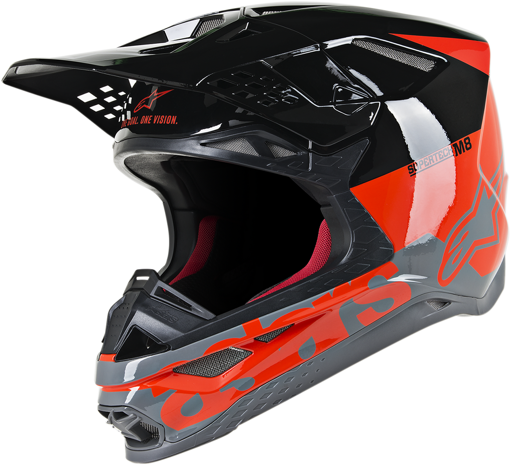 ALPINESTARS Supertech M8 Helmet - Radium - MIPS - Red Fluo/Black/Mid Gray Glossy - Small 8301519-3183-SM