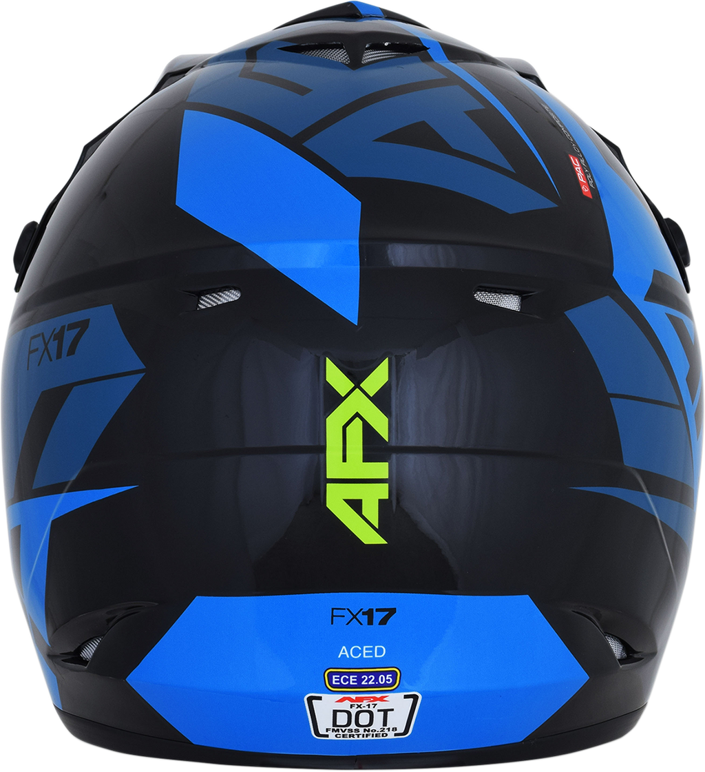 AFX FX-17 Helmet - Aced - Blue/Lime - Medium 0110-6500