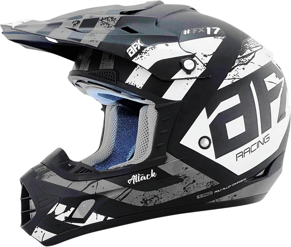 AFX FX-17 Helmet - Attack - Matte Black/Silver - Large 0110-7145