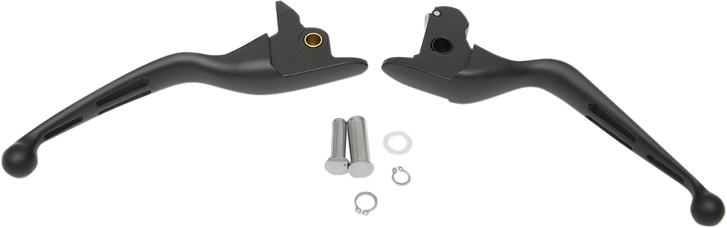 DRAG SPECIALTIES Levers - Slotted - Black H07-0601MB