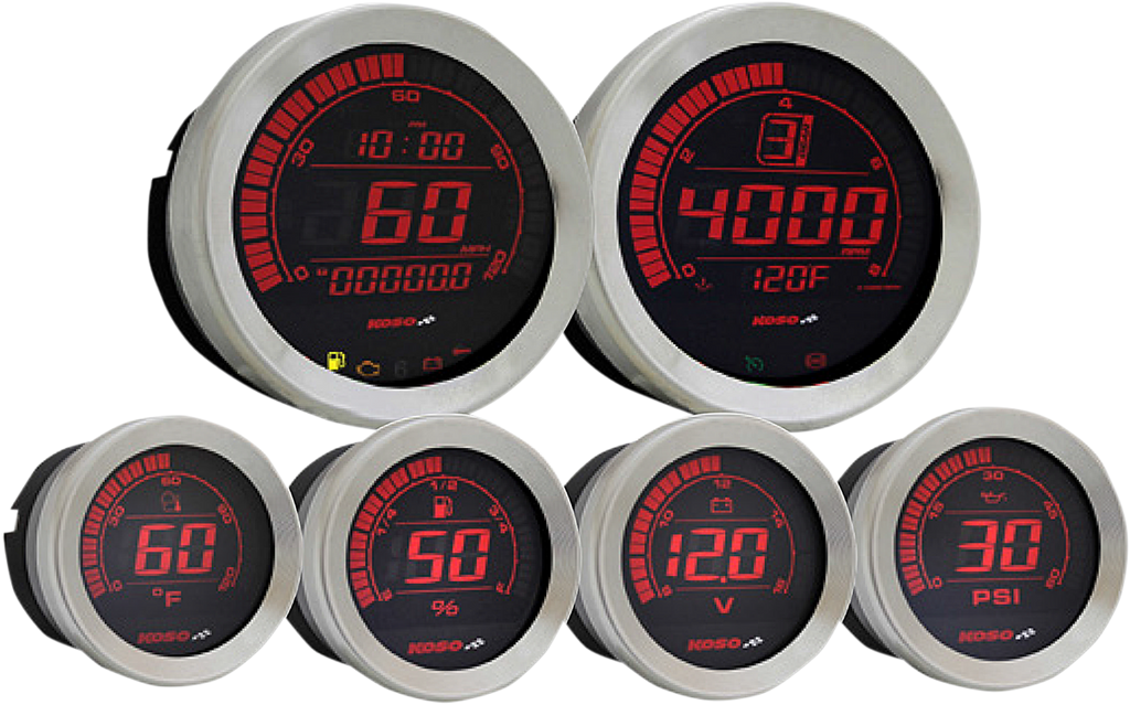 KOSO NORTH AMERICA Universal 6-Piece Gauge Kit - Silver BA050901