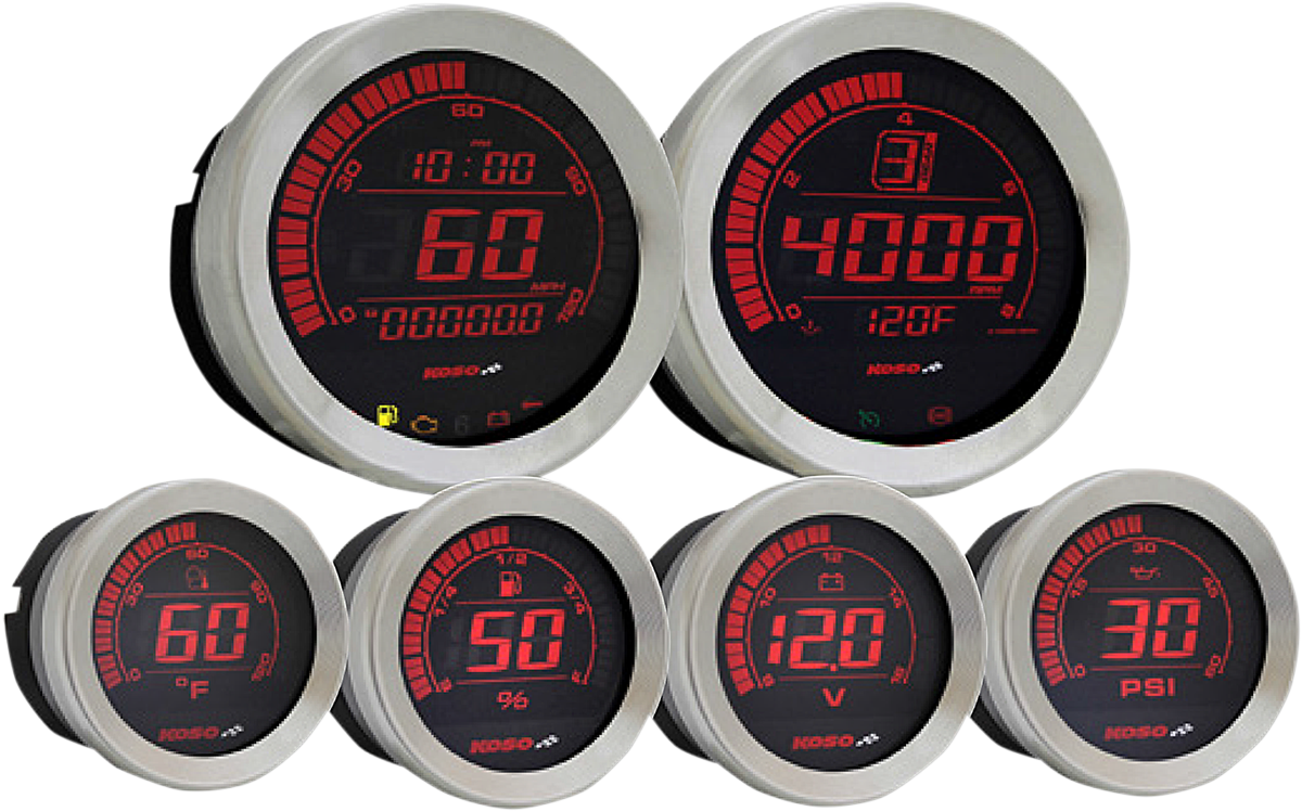 KOSO NORTH AMERICA Universal 6-Piece Gauge Kit - Silver BA050901