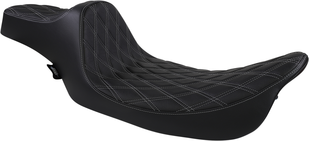 DRAG SPECIALTIES Extended Reach Predator III Seat - Double Diamond - Black w/ Silver Thread NOT A 2-UP SEAT 8011370