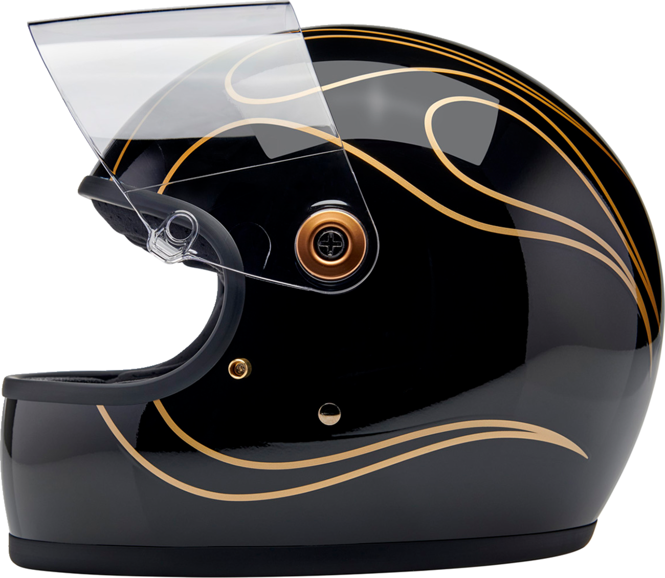 BILTWELL Gringo S Helmet - Gloss Black Flames - XS 1003-567-501