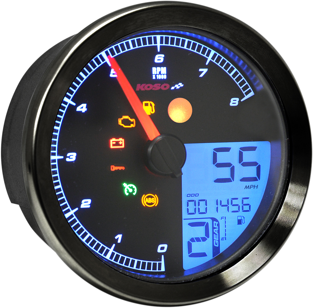 KOSO NORTH AMERICA Multi Function Speedometer/Tachometer - HD-04 - Black BA051211