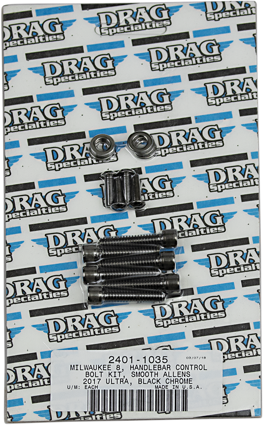 DRAG SPECIALTIES Handlebar Smooth Bolt Kit - Black/Chrome - M8 MK784SBK