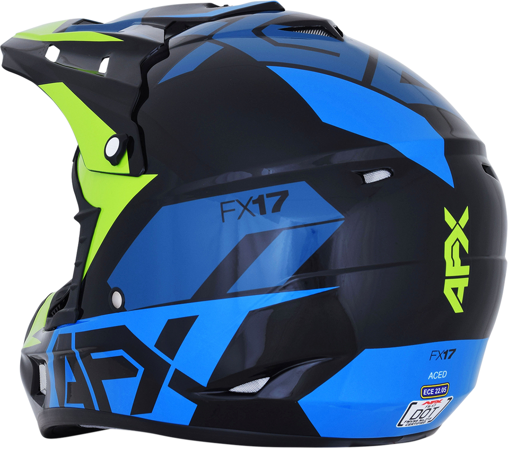 AFX FX-17 Helmet - Aced - Blue/Lime - Small 0110-6499