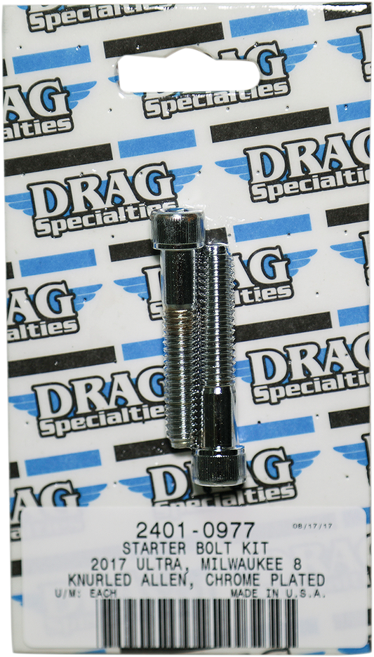 DRAG SPECIALTIES Starter Knurled Bolt Kit - Chrome - M8 MK781