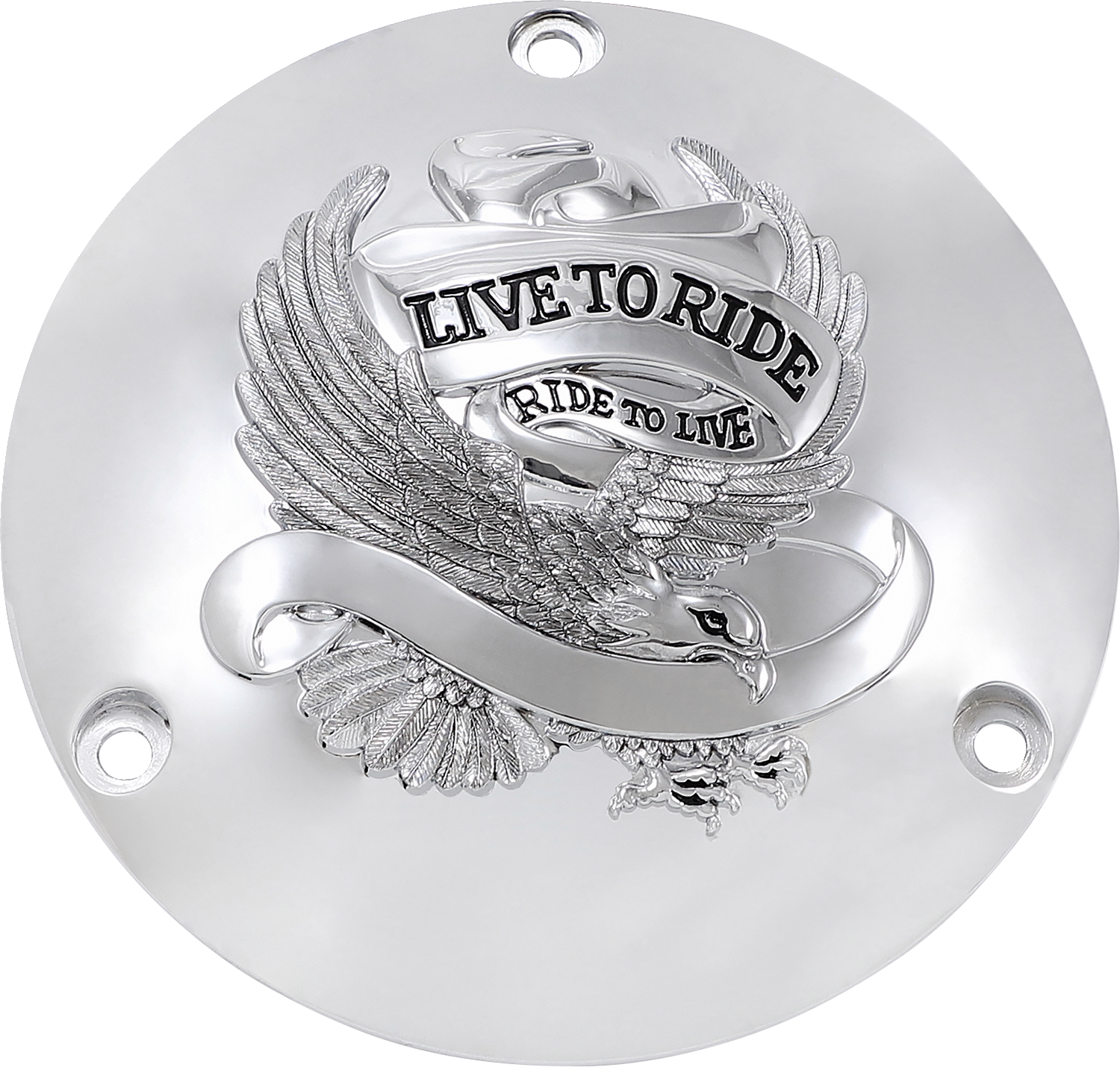 DRAG SPECIALTIES Live to Ride Derby Cover - 3 Hole - Chrome 33-0010CA