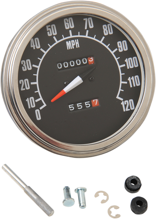 DRAG SPECIALTIES 5" MPH FL-Style 1:1 Speedometer - '68-'84 Black Face 70847M