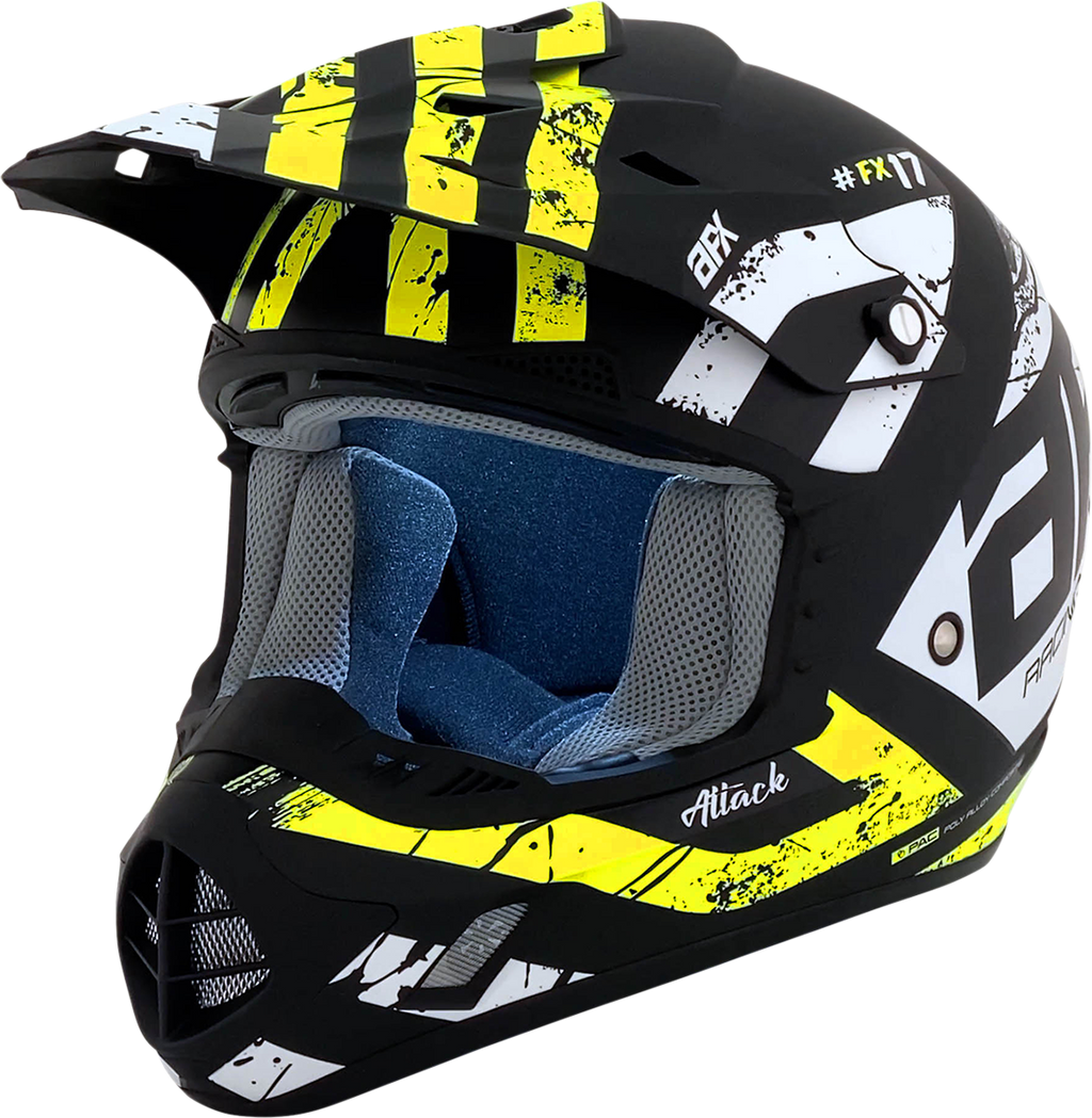 AFX FX-17Y Helmet - Attack - Matte Black/Hi-Vis Yellow - Small 0111-1414