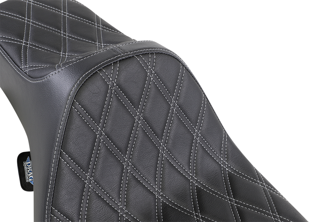 DRAG SPECIALTIES Extended Reach Predator III Seat - Double Diamond - Black w/ Silver Thread NOT A 2-UP SEAT 8011370
